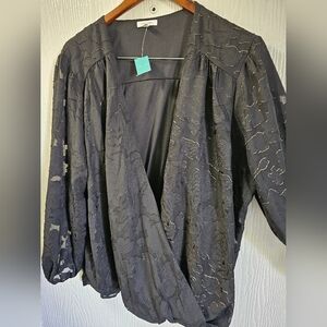 Maurices Metallic Jacquard Wrap Blouse